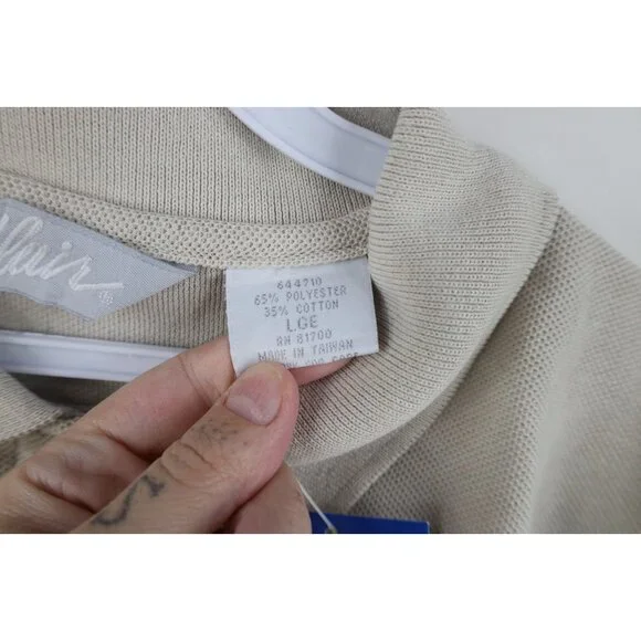 Deadstock Vintage 90s Streetwear Womens Size Large Blank Golf Polo Shirt Beige - Picture 6 of 11